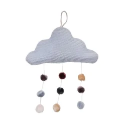 Bamboom Mobiel Wolkje Pompon Licht Blauw