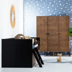 Europe Baby Beau Bedbank Zwart / Walnoot 90 X 200 Cm -Kinderproducten Winkel beau walnoot houten poot bedbank sfeer 3 b9c1