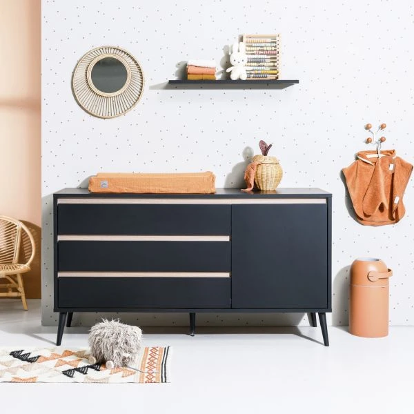 Europe Baby Sterre Commode XL Zwart / Oak 4 Europe Baby Sterre Commode XL Zwart / Oak - Afbeelding 4