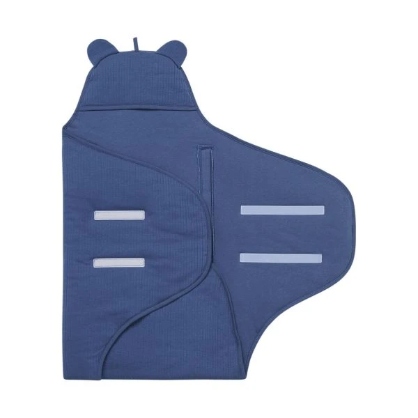 Jollein Basic Stripe Wikkeldeken Jeans Blue 2 Jollein Basic Stripe Wikkeldeken Jeans Blue - Afbeelding 2