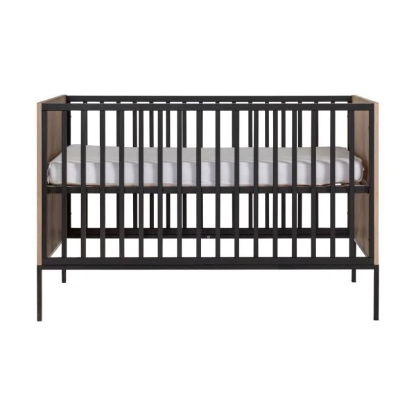 Kidsmill Vince Babykamer Black / Oak | Bed 60 X 120 Cm + Commode Breed 2 Kidsmill Vince Babykamer Black / Oak | Bed 60 X 120 Cm + Commode Breed - Afbeelding 2
