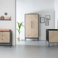 Kidsmill Vince Babykamer Black / Oak | Bed 60 X 120 Cm + Commode Breed
