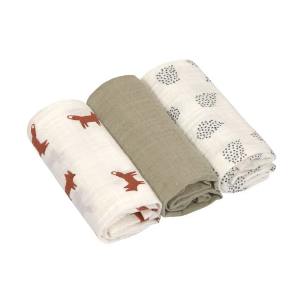 Laessig Little Forest Fox Swaddle 3 Stuks 1 Laessig Little Forest Fox Swaddle 3 Stuks
