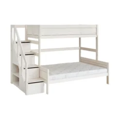 LIFETIME Kidsrooms Stapelbed Family Met Trapkast Whitewash 140 X 200 Cm