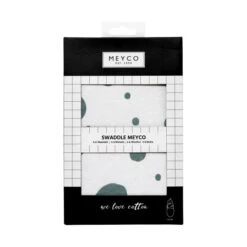 Meyco Dots Swaddle Inbakerdoek Stone Green 4-6 Mnd -Kinderproducten Winkel meyco dots swaddle inbakerdoek stone green 4 6 mnd 1 3396