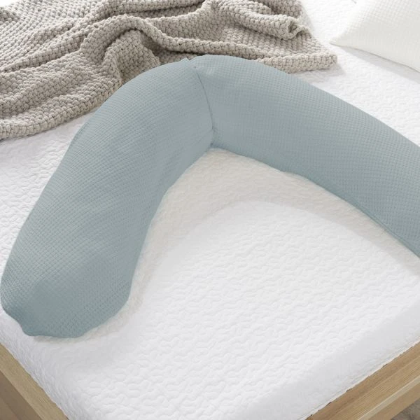 Theraline Gebreid Katoen Voedingskussen Nevel Blauw 2 Theraline Gebreid Katoen Voedingskussen Nevel Blauw - Afbeelding 2