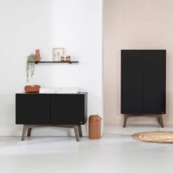 Kidsmill Sixties Commode Zwart Mat / Walnoot -Kinderproducten Winkel sixties zwart donker noten sfeer zonder bladvergroter 4 3 7f46